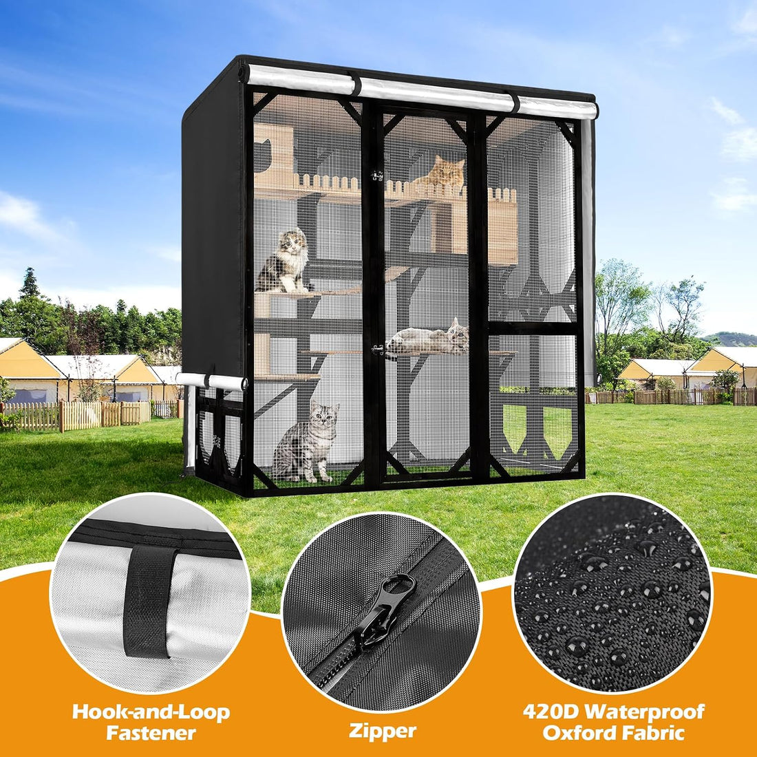 Catio Cover, 73"x40"x73" Waterproof Cover for FunXplore Catio