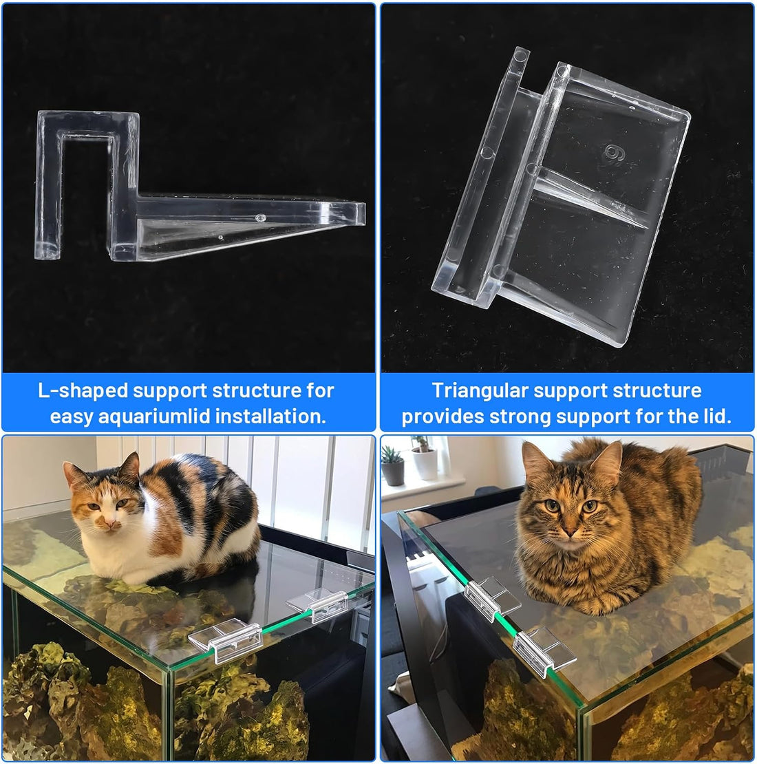 LLOUSSAK 8 Pcs Aquarium Lid Clips, Clear Acrylic Fish Tank Lid Holder