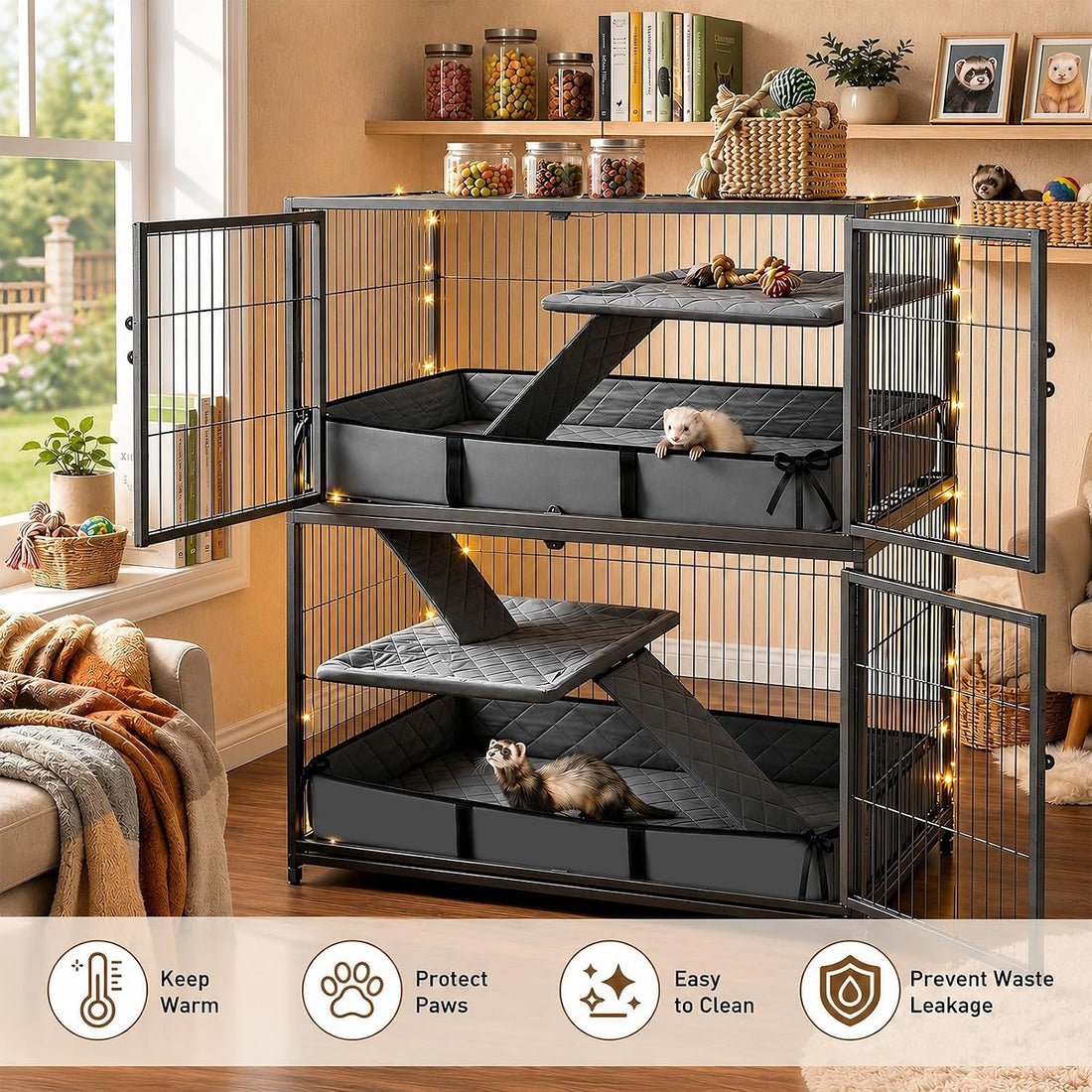 Ferret Cage Liner, Ferret Cage Accessories Suitable for Small Animals