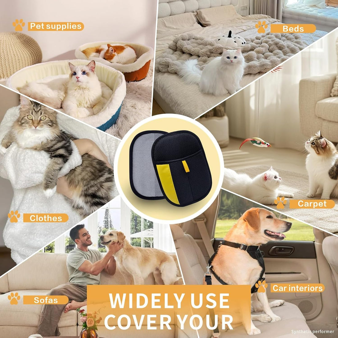 XIDEAEO Pet Hair Removal Glove for Dogs & Cats