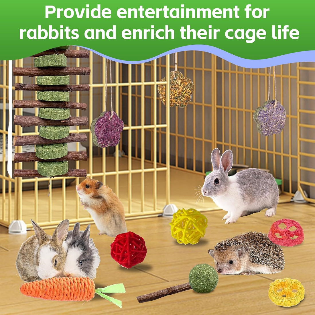 WDEFUN 21PCS Rabbit Chew Toys for Teeth Grinding