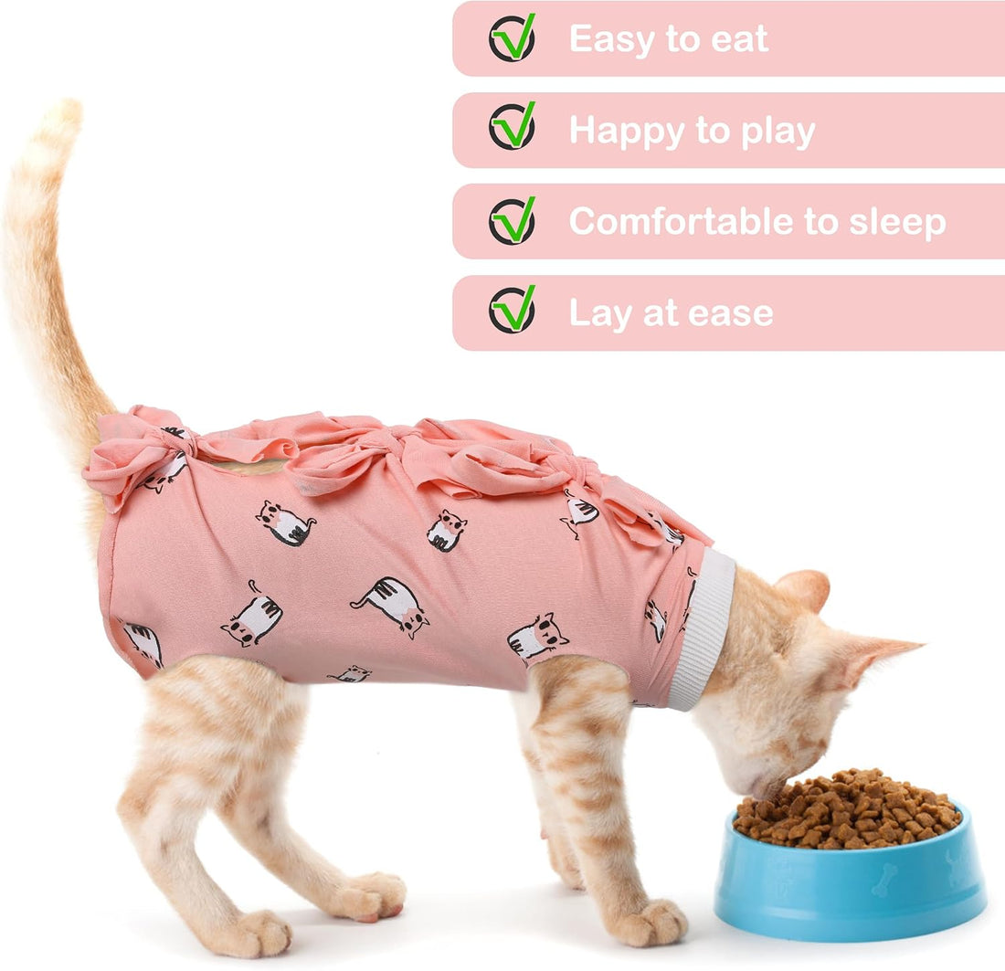 PUMYPOREITY Cat Recovery Onesie - Post-Surgery Kitten Suit, Female
