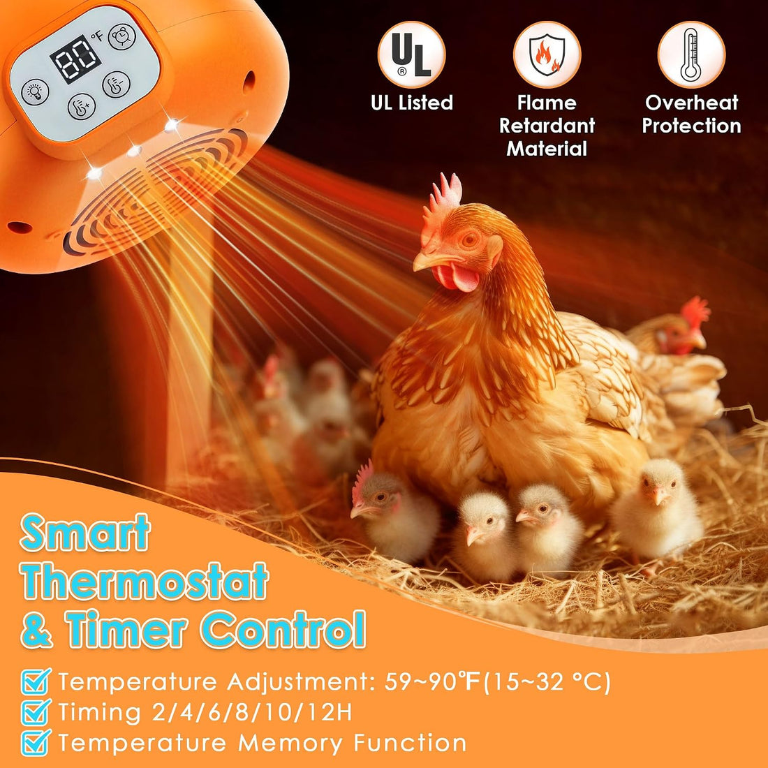 Enhon 2 Pack Chicken Coop Heater with Remote