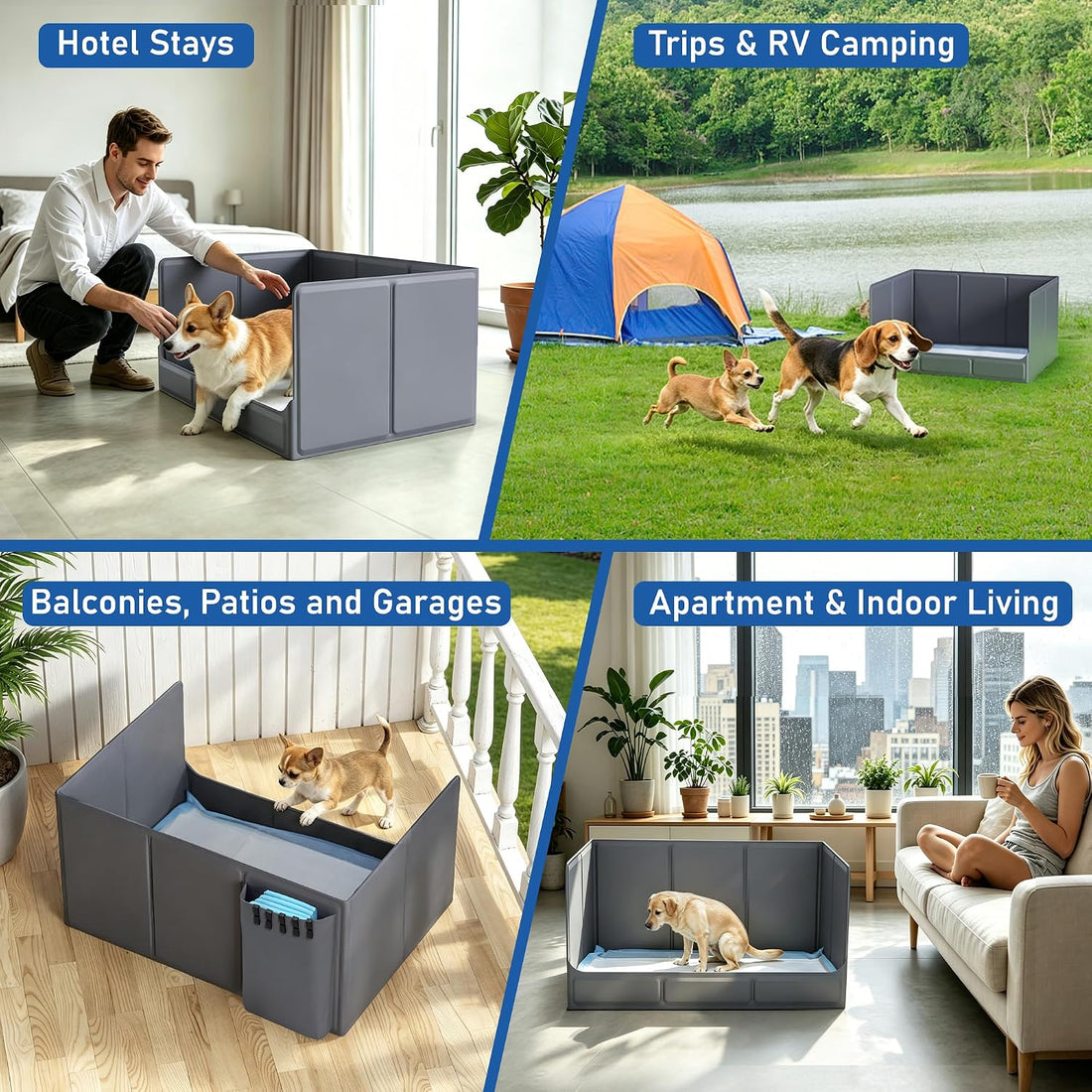 Foldable Dog Litter Box, Waterproof Dog Pee Pad Holder, Dog Potty Tray