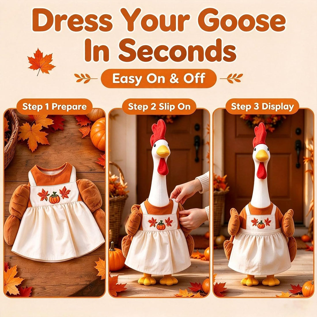 Turkey Porch Goose Outfit Fall Thanksgiving Costume for 23" Harvest