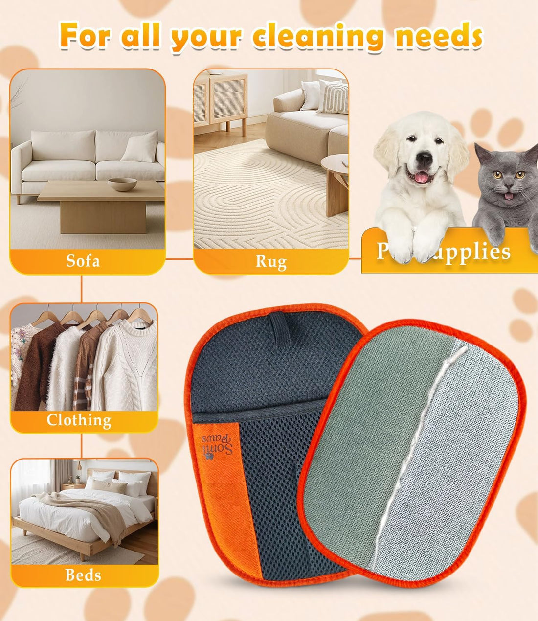Pet Hair Removal Glove | Soft Grooming Brush for Dogs & Cats