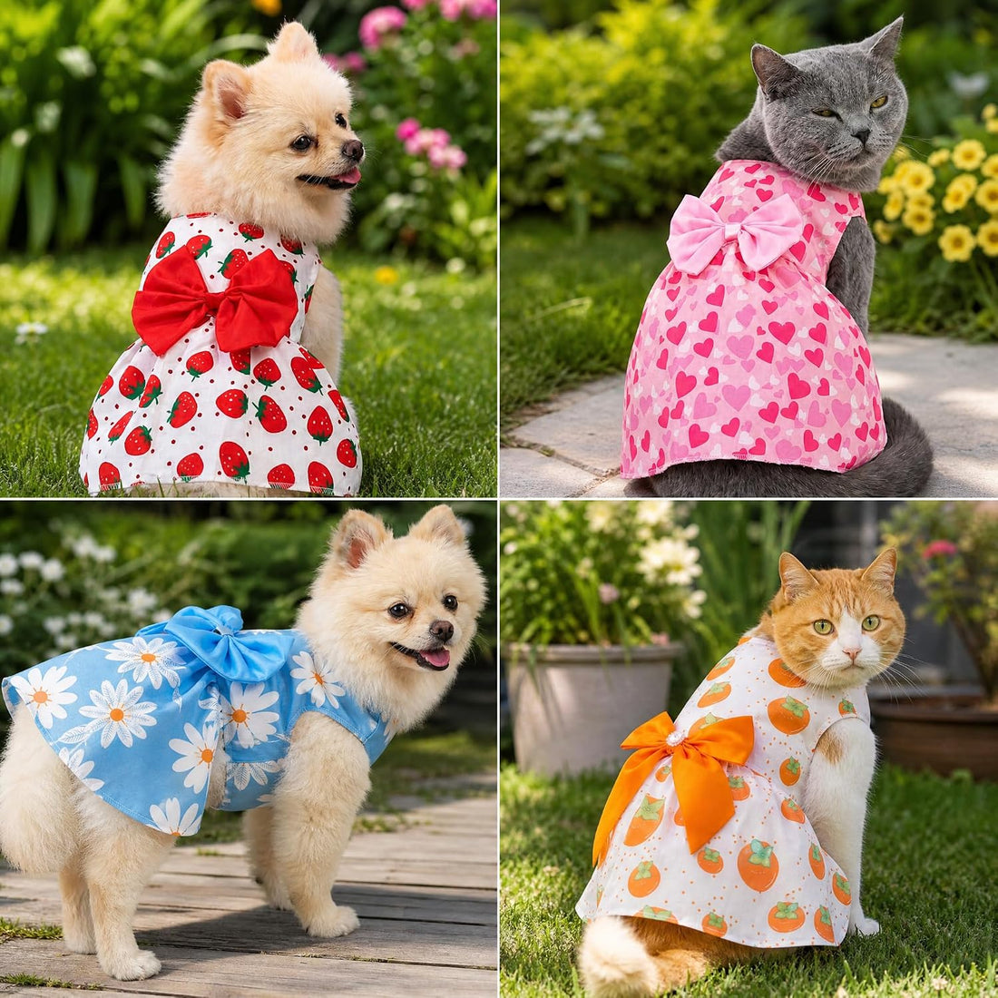 4 Pcs Dog Dress Cute Cat Dress Puppy Skirt Summer Dog Clothes Pet