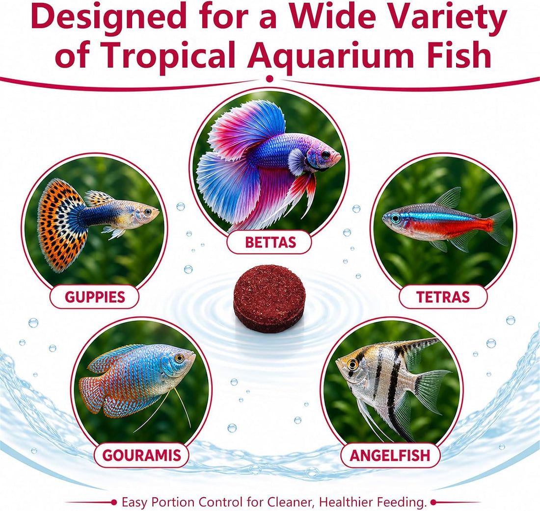 Bloodworm Fish Food Tablets, 175 Tabs, Stick-On Tablets for Betta