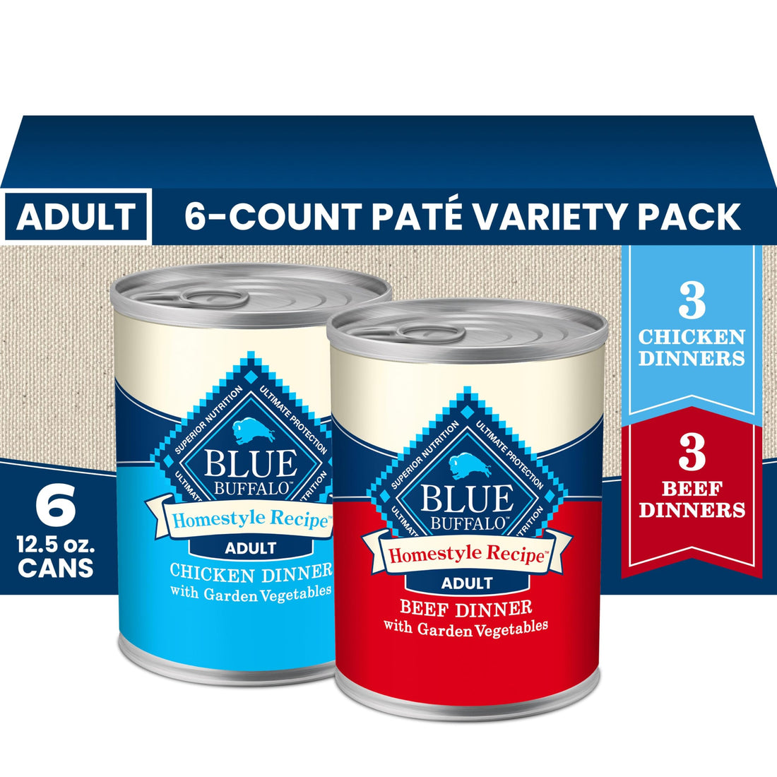 Blue Buffalo Homestyle Recipe Wet Dog Food Paté Variety Pack