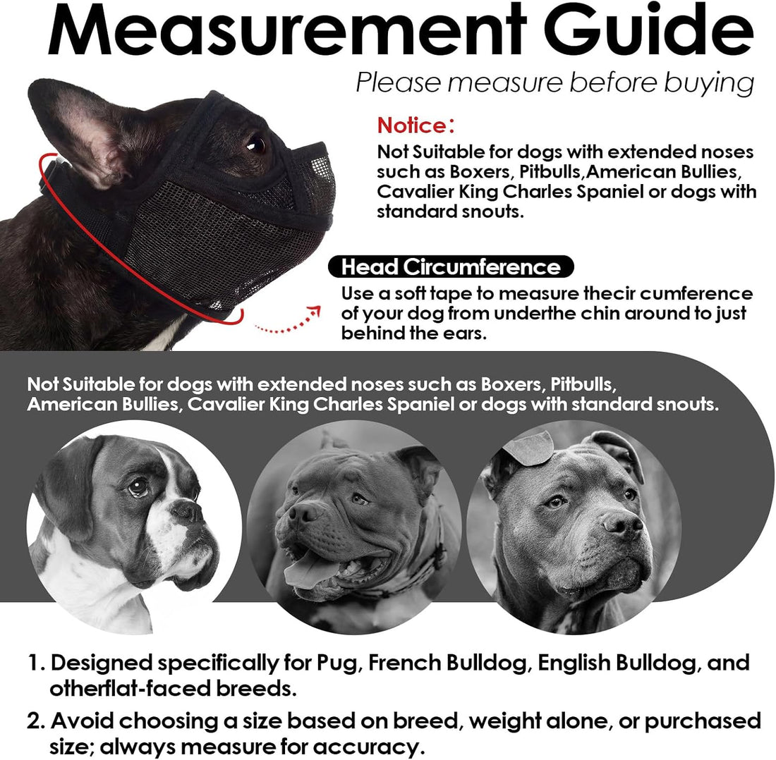 Short Snout Dog Muzzle, Breathable Soft Mesh French Bulldog Muzzle