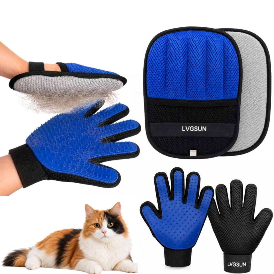 LVGSUN Cat Grooming Gloves for Shedding