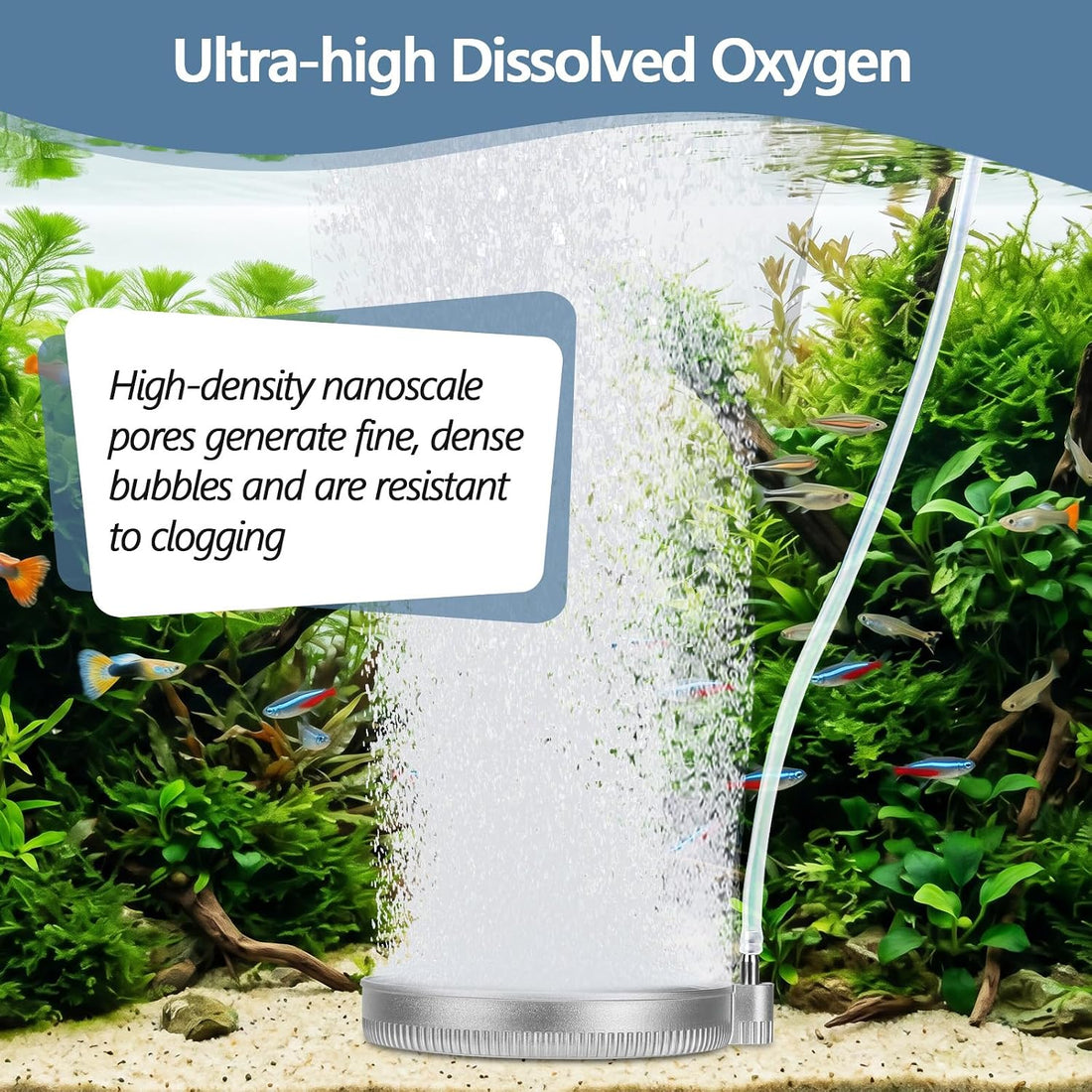 hygger Nano Air Stone for Aquariums, High Dissolved Oxygen Diffuser