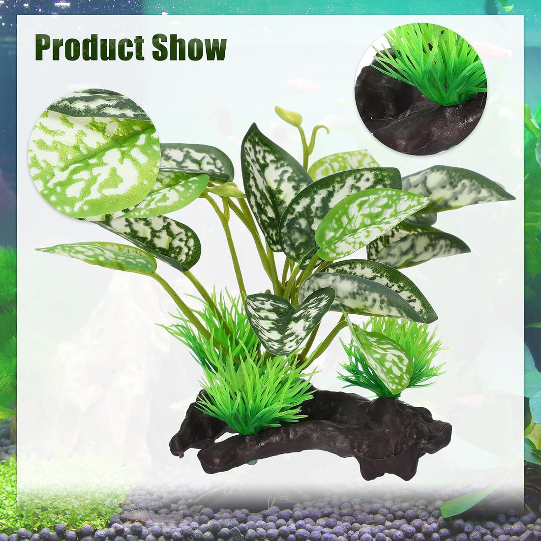 Silk Aquarium Plastic Plants Fish Tank Decor Driftwood for Fish Green
