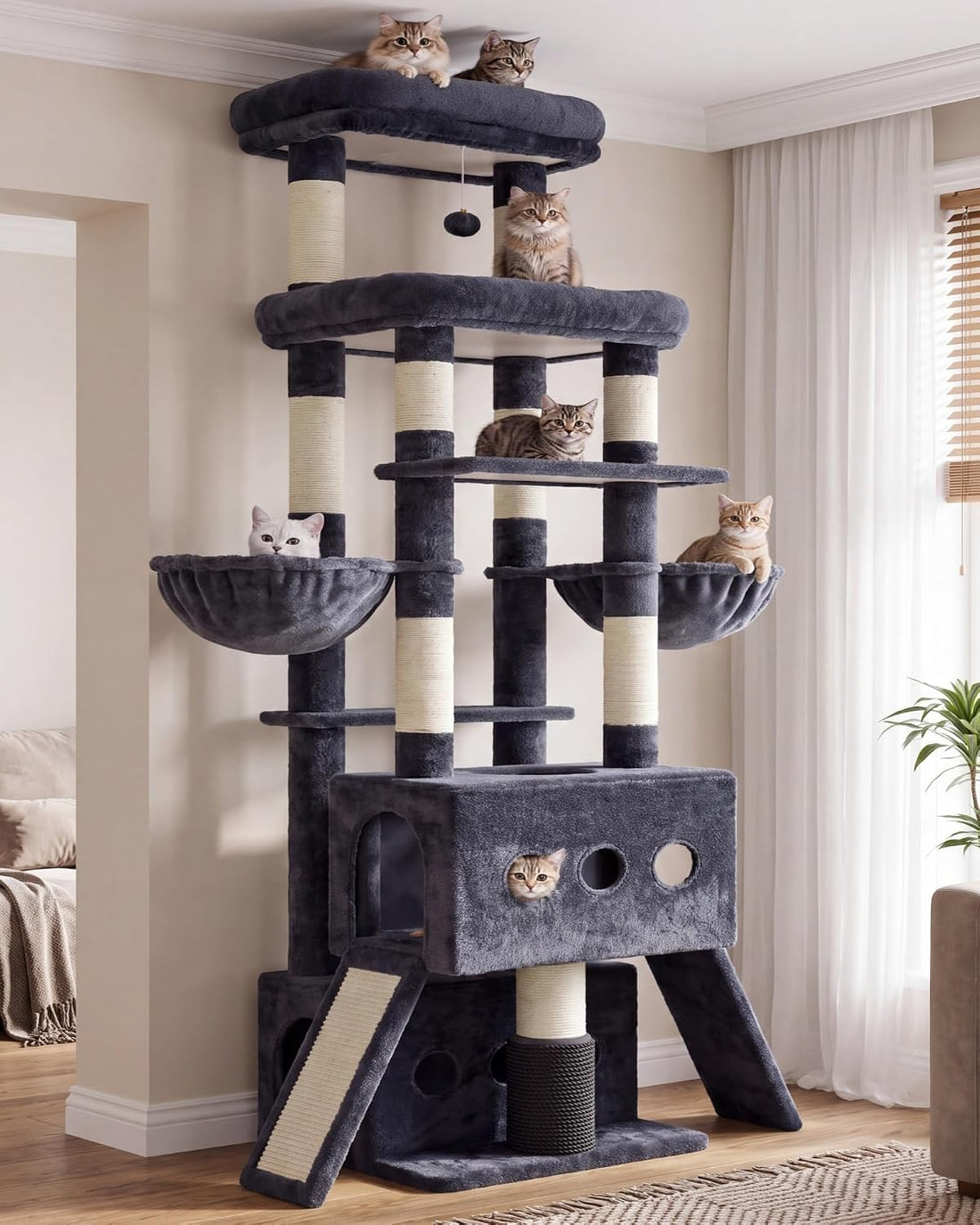 Hey-brother Cat Tree Tower with Large Platform, Spacious Condo