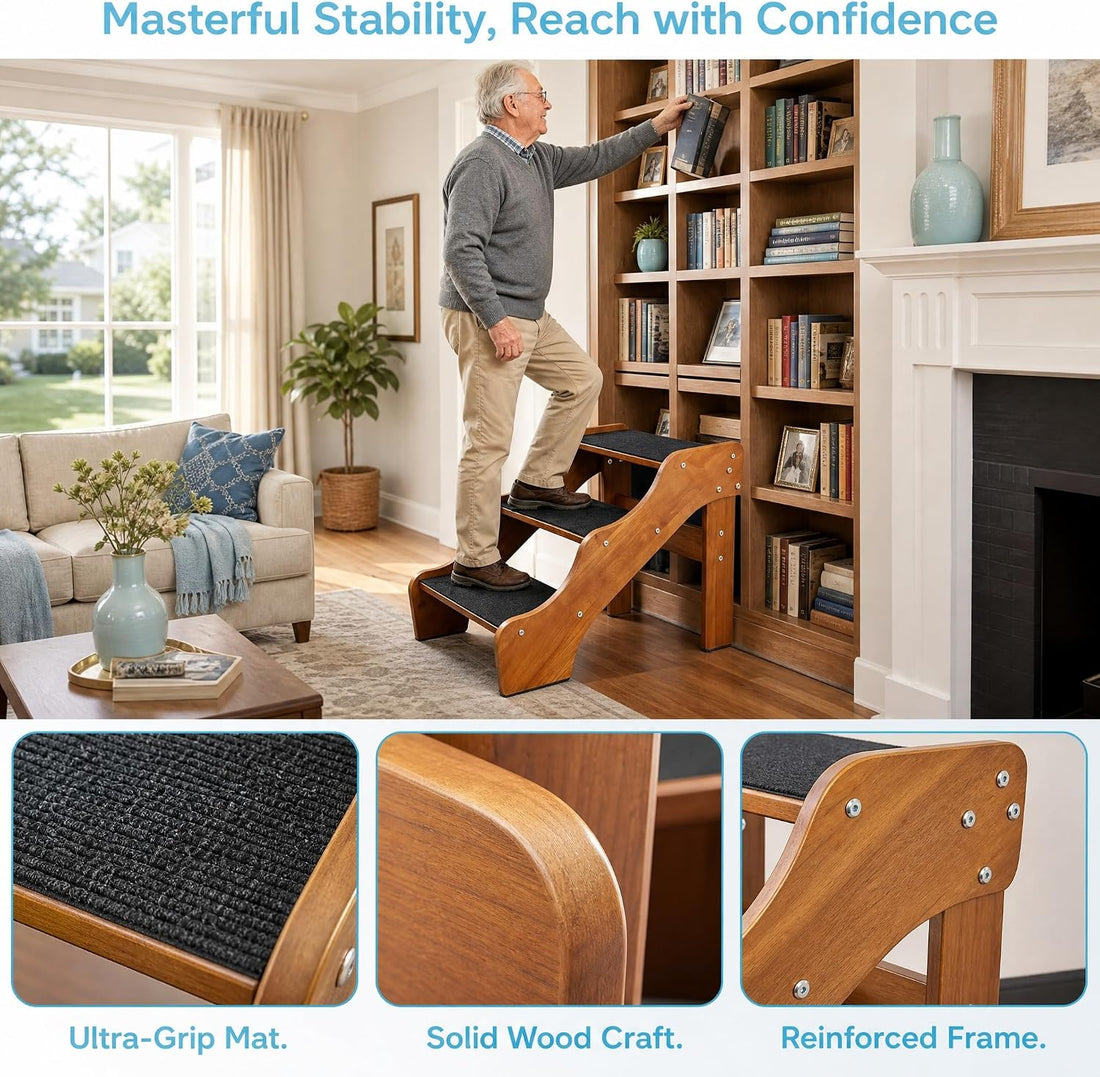 Solid Wood pet Staircase Walnut Paint, Dog Ladder