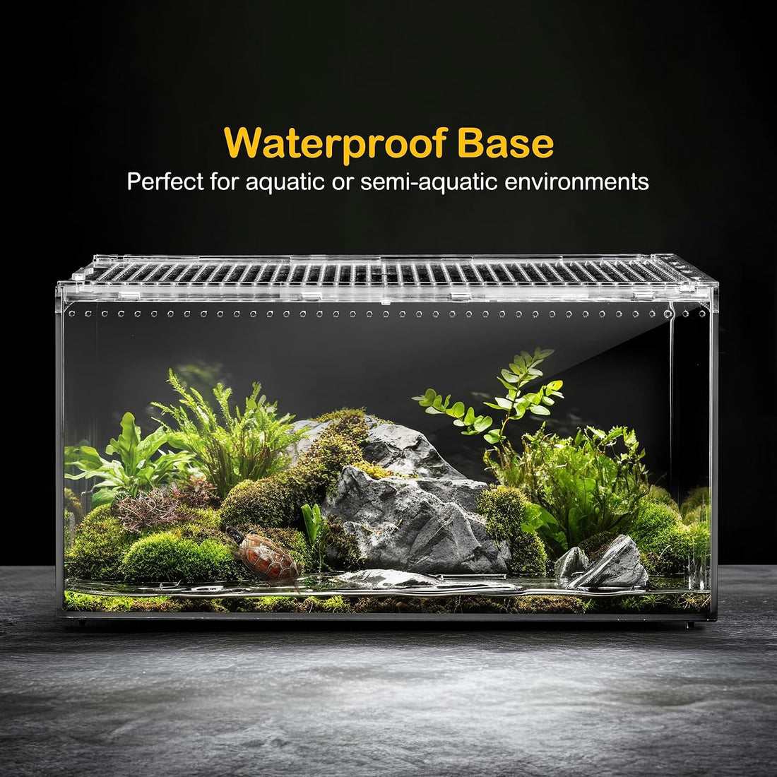 Reptile PC Tank,Escape Proof Magnetic Lid Tarantula Enclosure Large