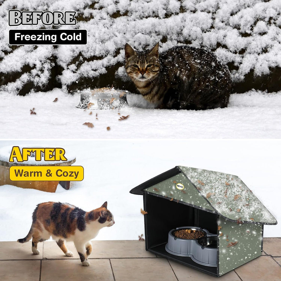 Dreyoo Outdoor Cat Feeding Station for Food & Water