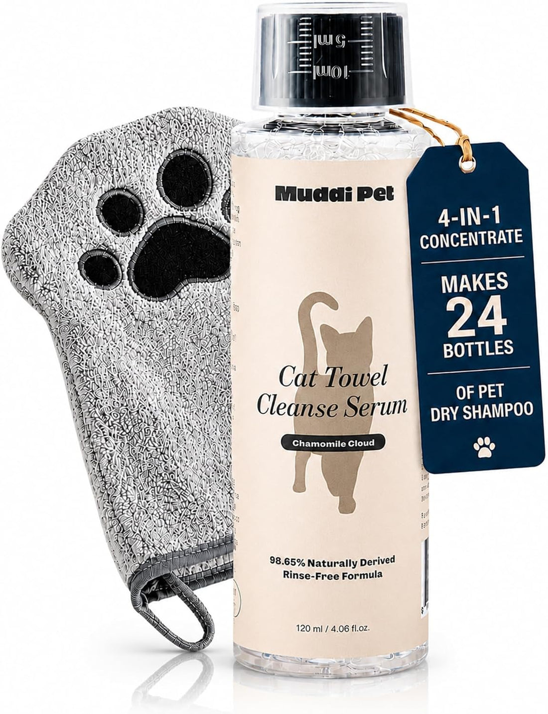 Concentrated Cat Waterless Shampoo & Conditioner with Bath Mitt