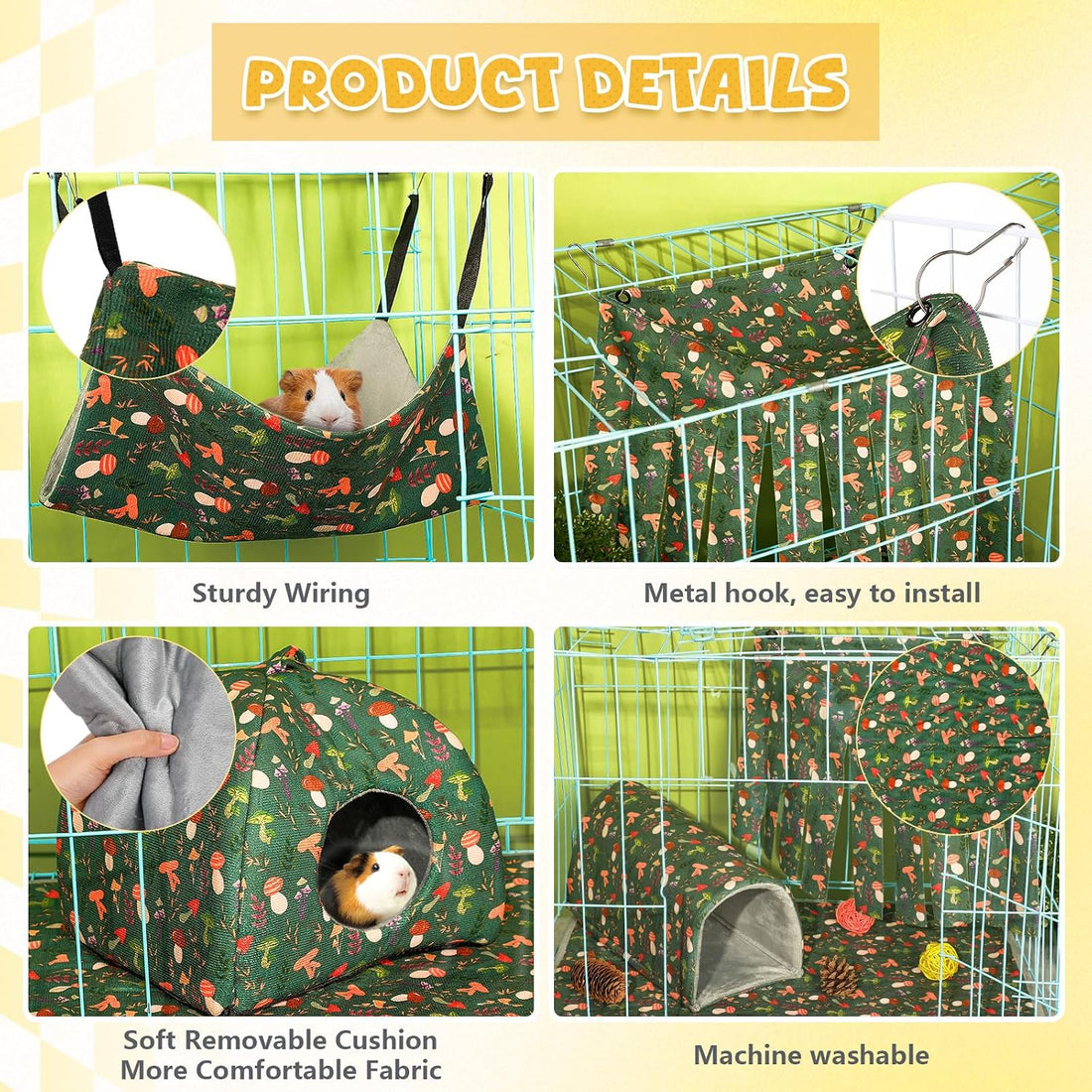 Geelin 8 Pack Rat Hammock Ferret Tunnel Guinea Pig House Hideout Cave