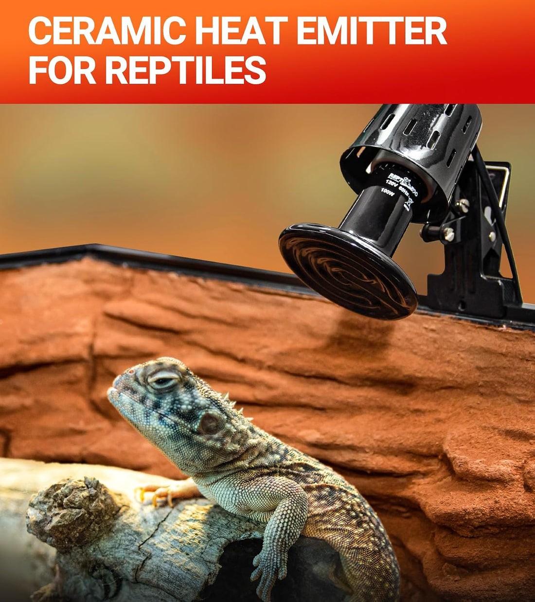REPTI ZOO 100W Reptile Heat Lamp 2Pack Ceramic Heat Emitter Night