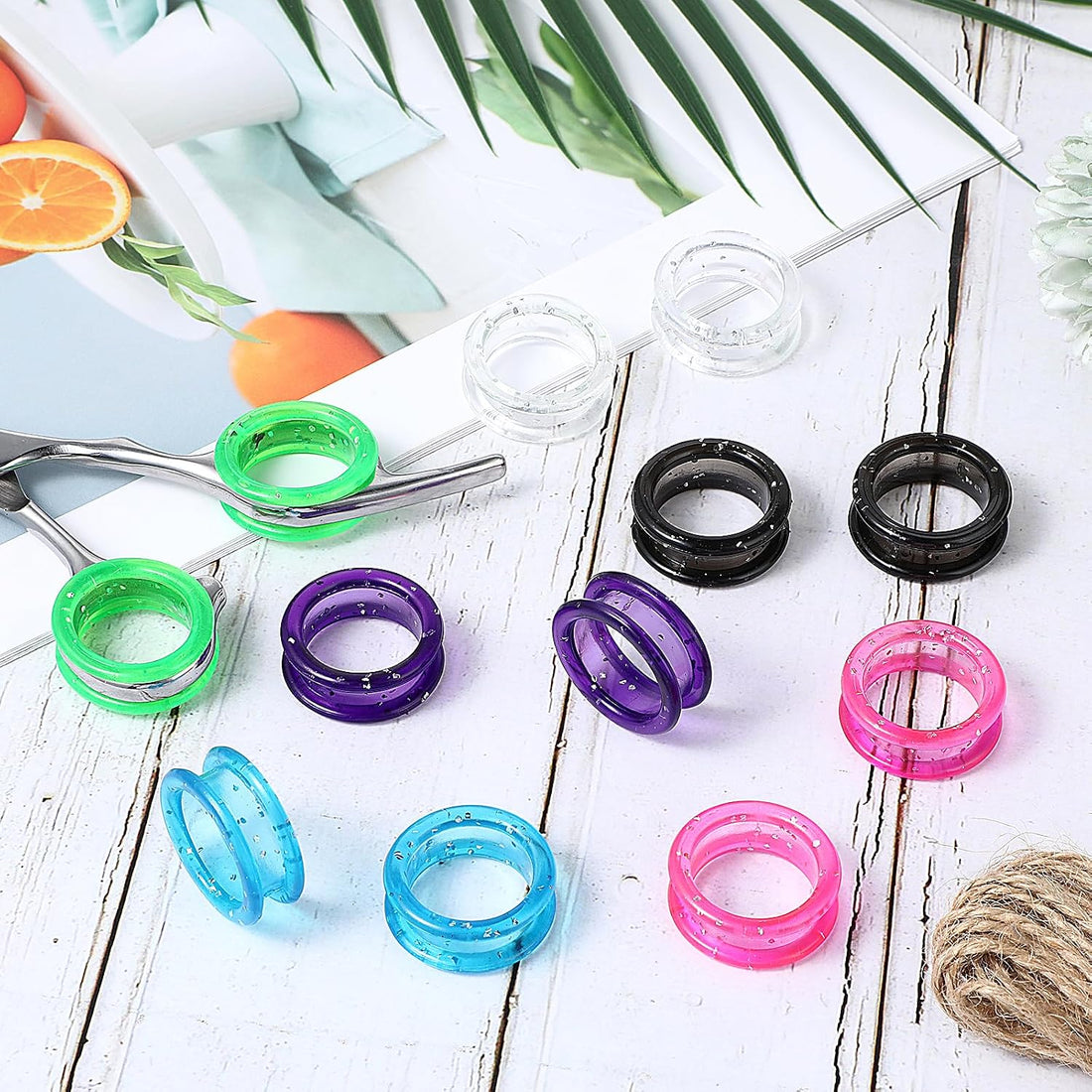 12 PCS Scissors Finger Rings Soft Silicone Scissors for Pet Grooming