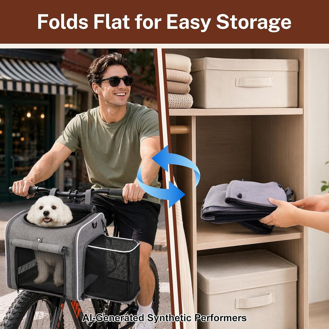 Dog Bike Basket 3-in-1, Foldable Handlebar Pet Carrier for Small Pets