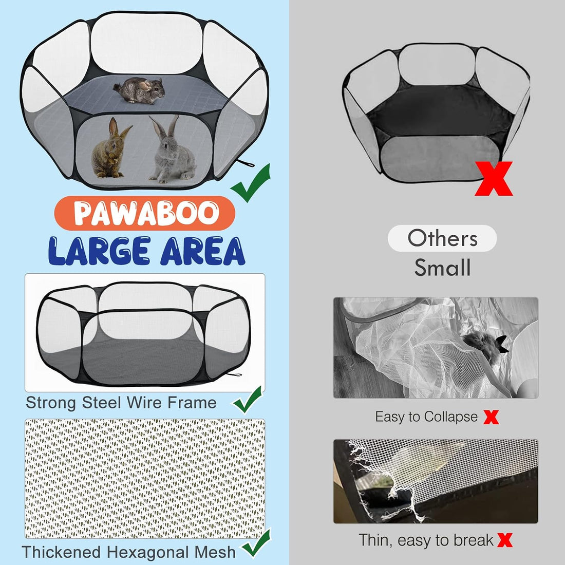 Pawaboo Small Animals Playpen with Pad