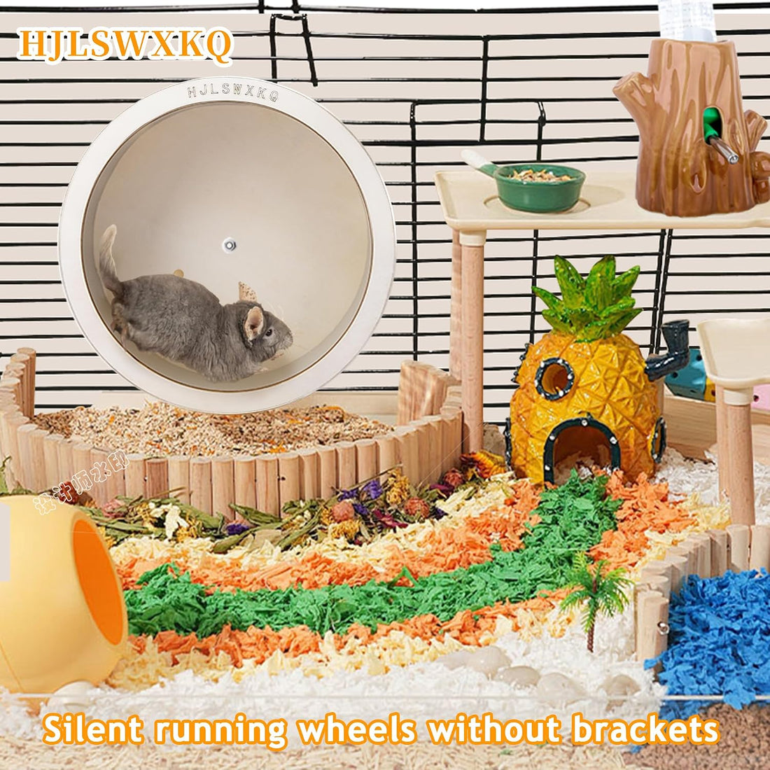 12 inch Wall Mount Wooden Hamster Wheel，Removable Washable Track