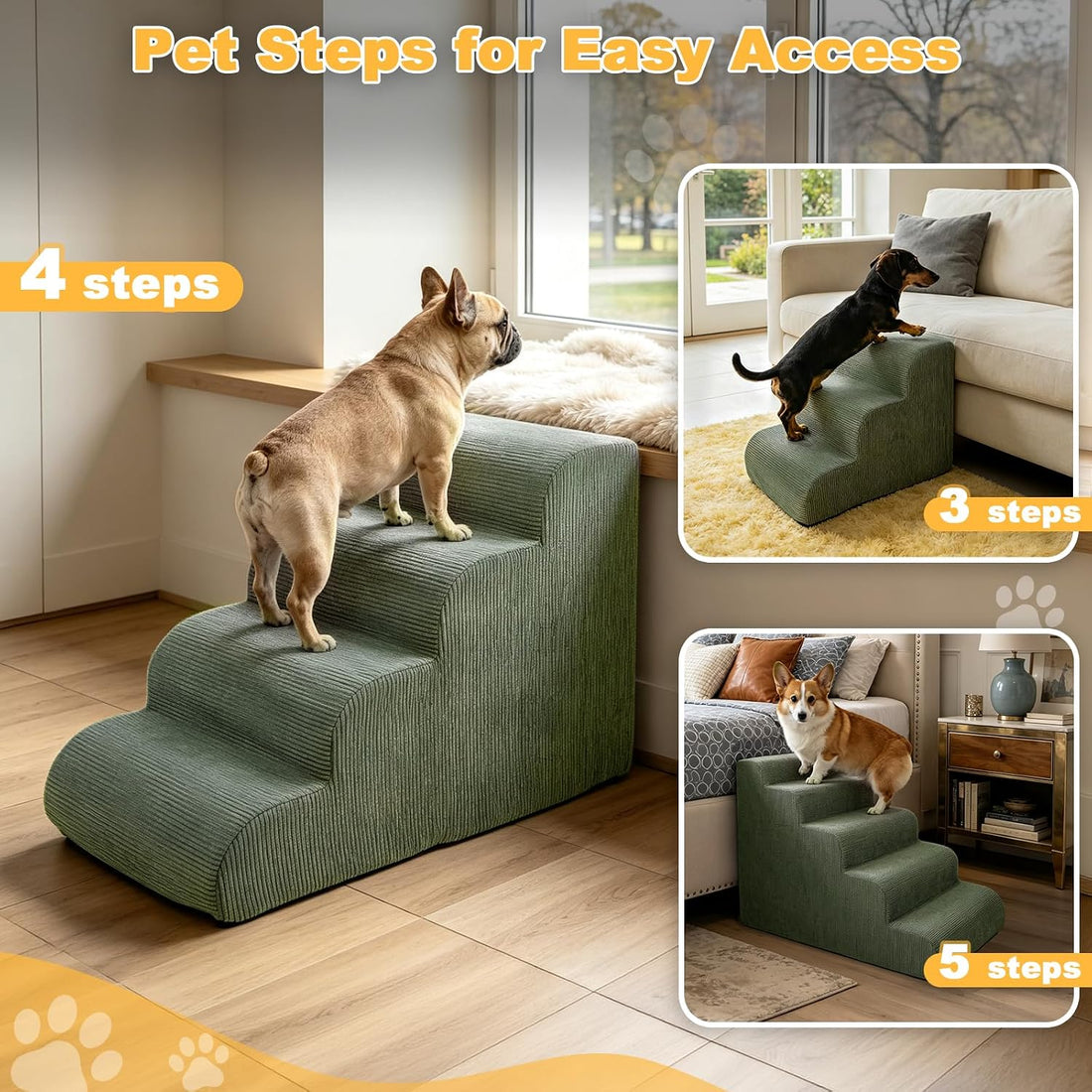 Olaivy Dog Stairs for Small Dogs 17.7" H