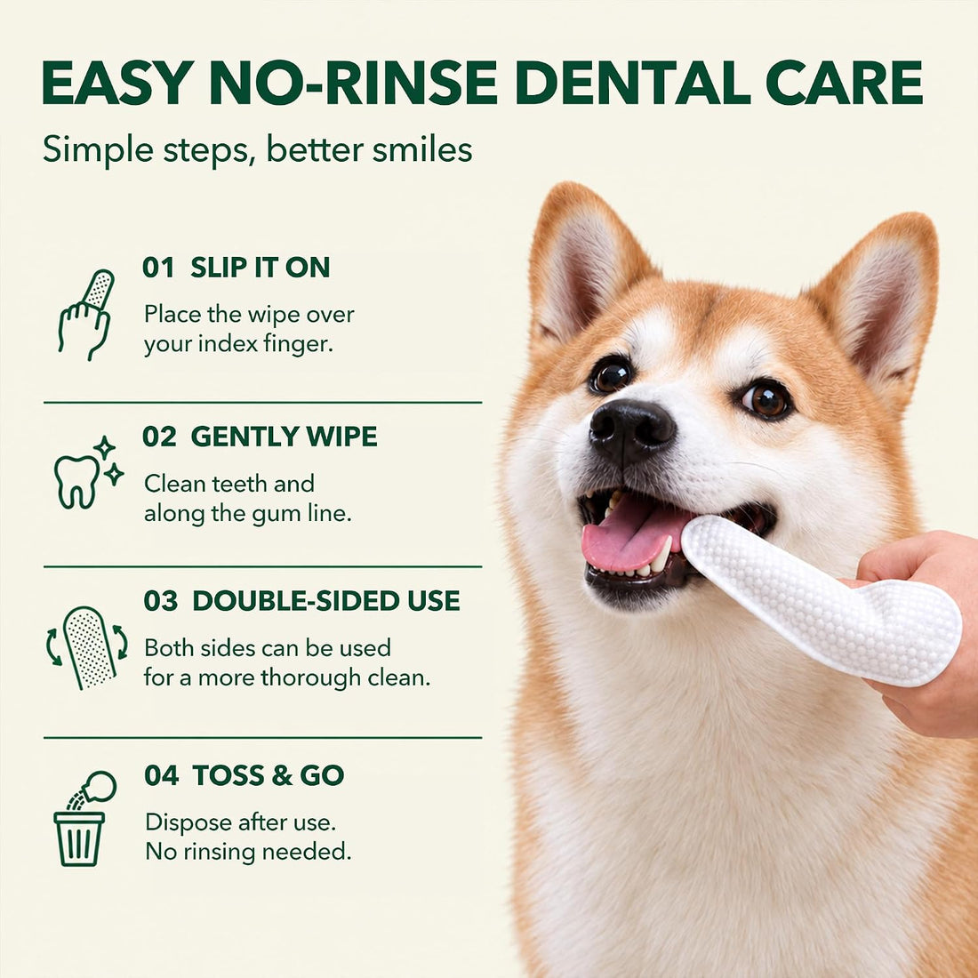 Extra-Long Dental Finger Wipes with Split Opening