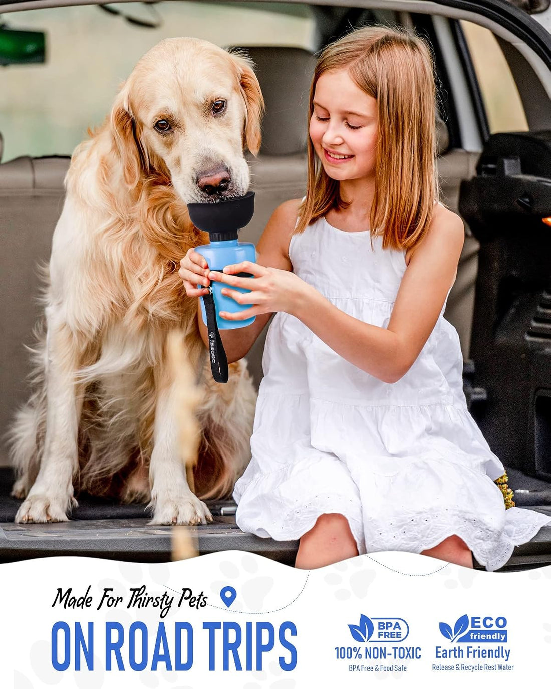 lesotc Dog Water Bottle, Portable Water Dispenser with Bowl