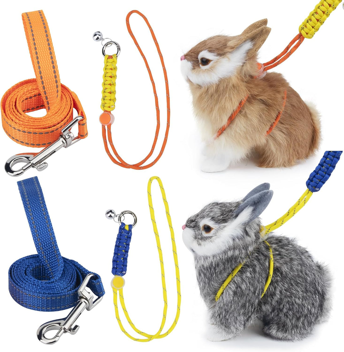 Figure 8 Ferret Harness and Leash Set, Blue+Orange, 2 Pack