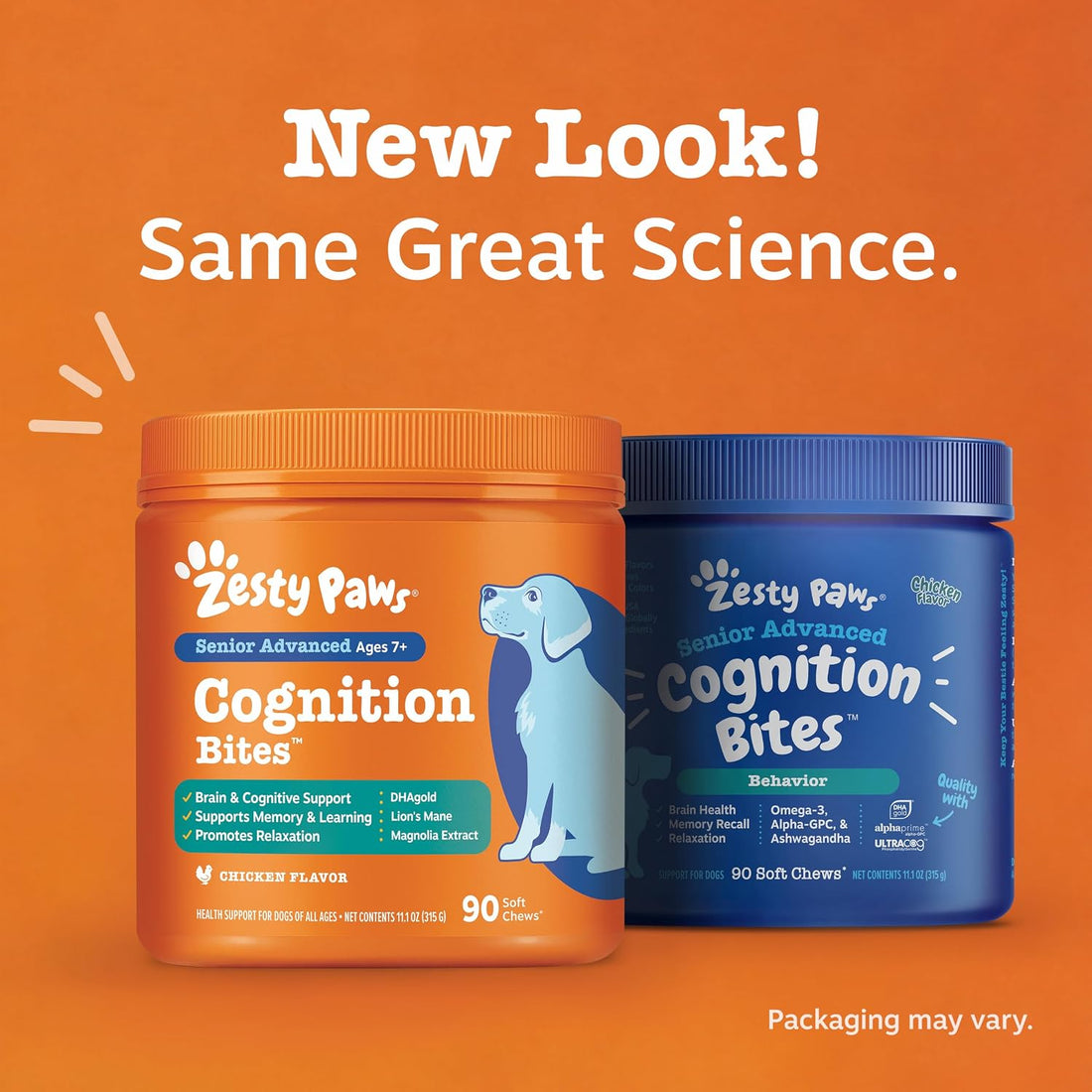 Zesty Paws Senior Dog Supplement - Cognition Chews, Chicken, 90 Ct