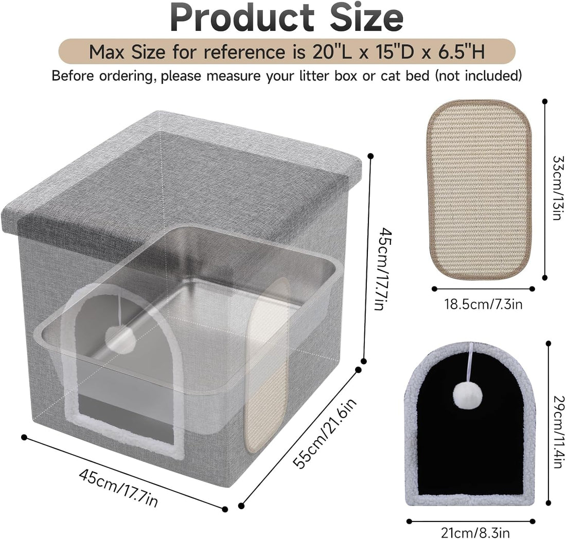Shikha Hidden Cat Litter Box Enclosure with Scratch Pad & Storage Bag