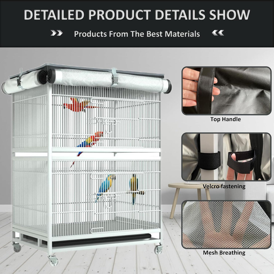 Large Bird Cage Cover - 600D Cage Covers for Night