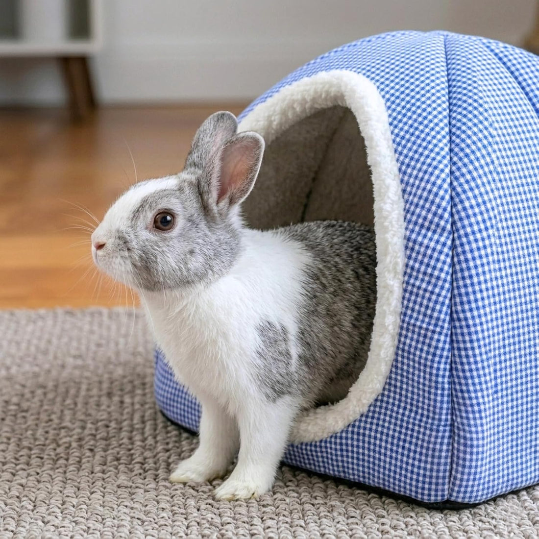 Rabbit Hideout Bed for Large Bunnies, Soft Plush Bunny House