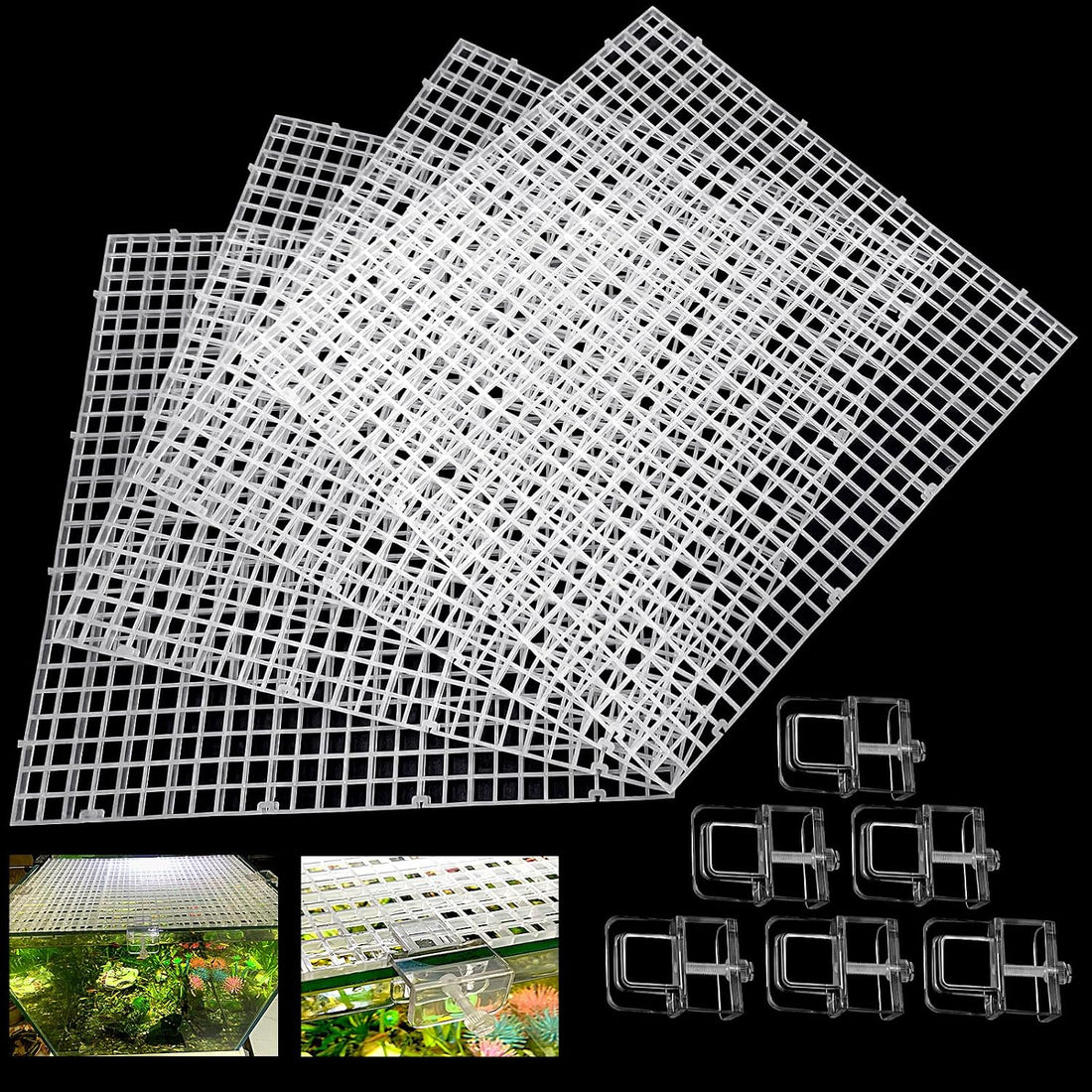 4 Aquarium lid Hood Fish Tank top Cover Terrarium lid Plastic Grid