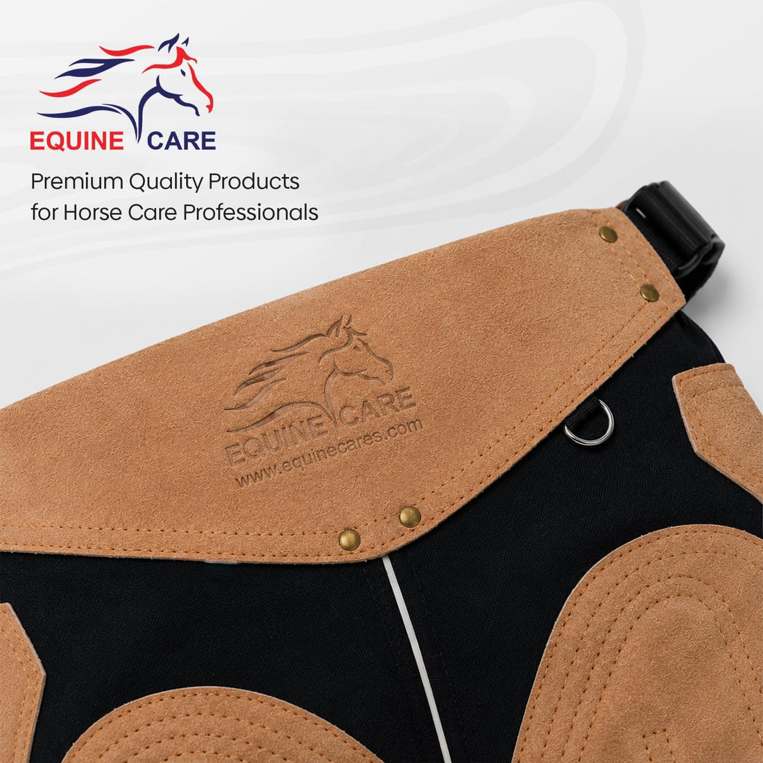 Equine Care Beige Leather Farrier Apron Chaps, Canvas, Back Support