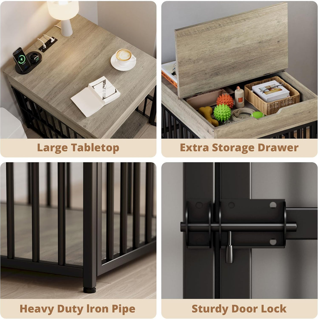 IRONCK Dog Crate Furniture for Small Dogs, Gray