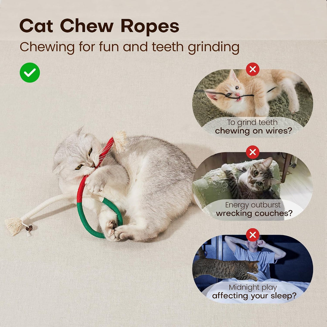 Potaroma Cat Toys Chew Ropes 3Pcs with Refillable Natural Catnip