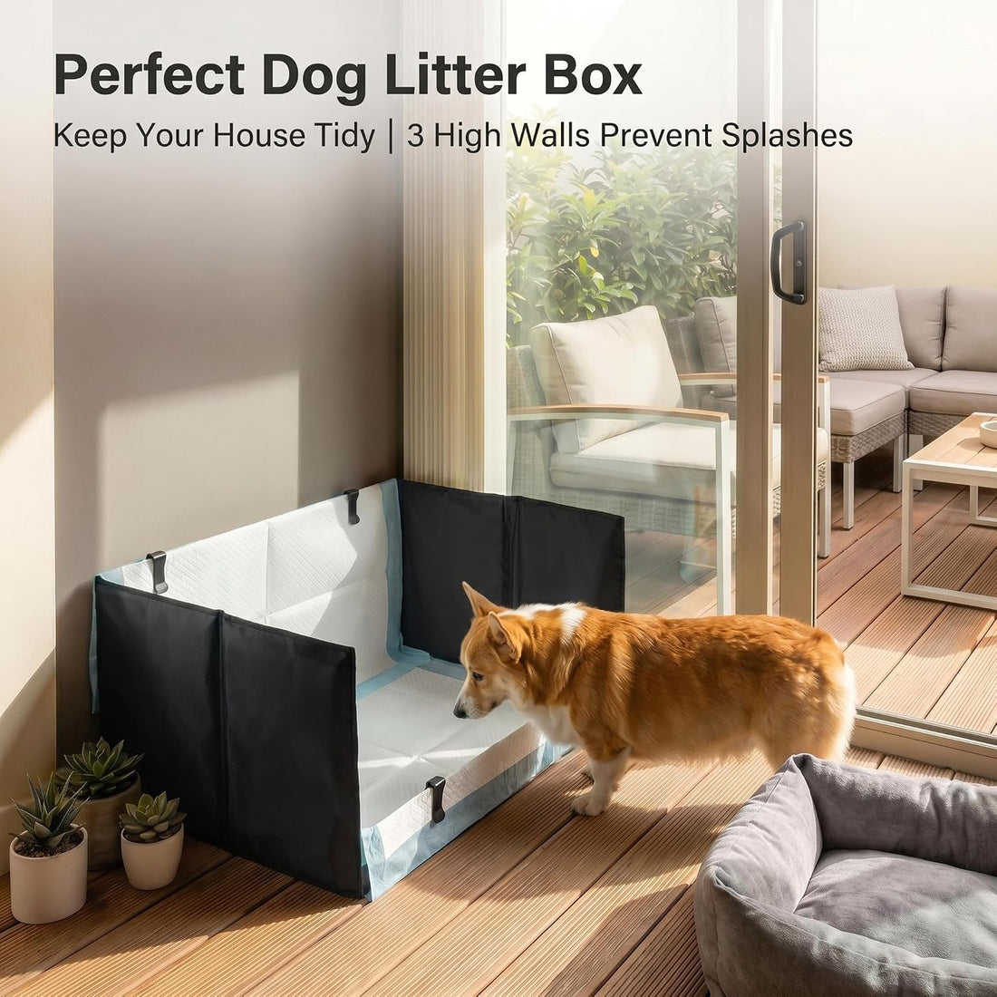 Dog Litter Box, Waterproof Foldable Pee Pad Holder, Dog Potty Tray