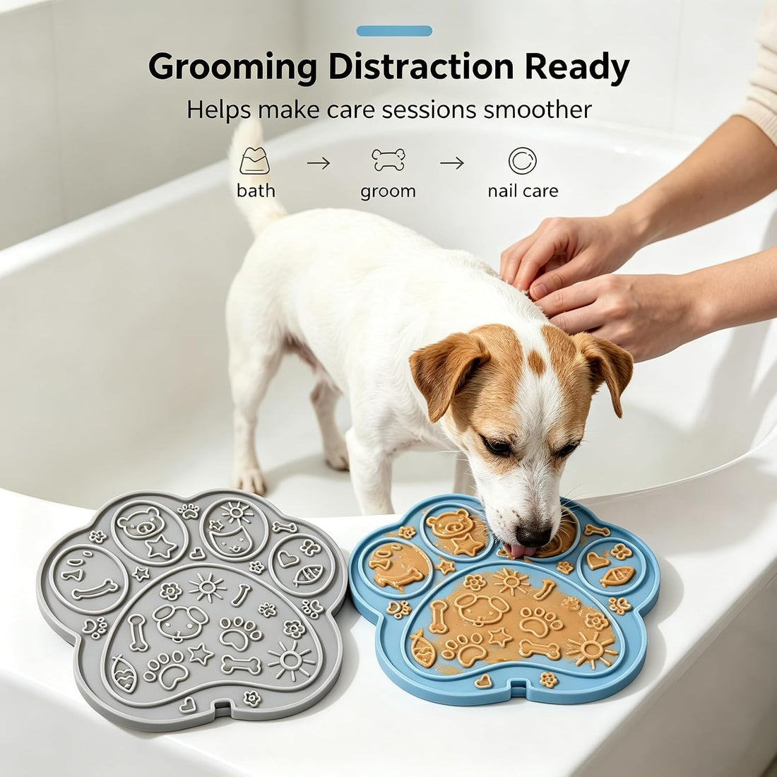 Paw Shaped Lick Mat for Dogs and Cats with Suction Cups 2-Pack