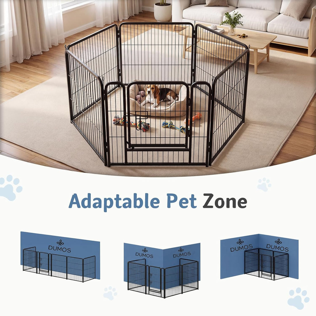 DUMOS Dog Playpen 24 Inch 6 Panels Indoor Outdoor Metal Pet Fence