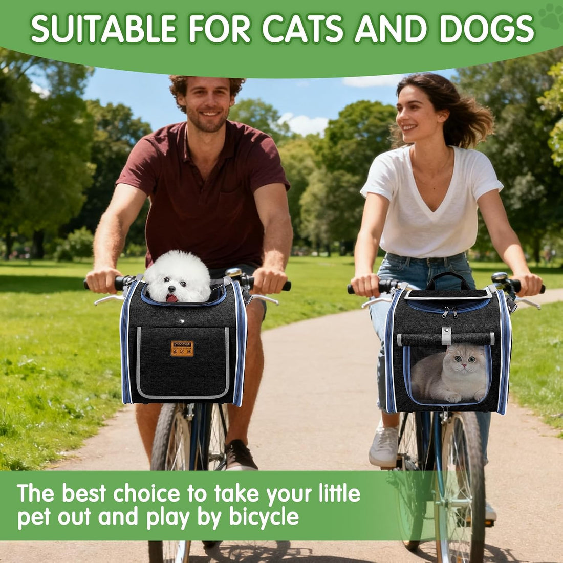 Dog Bike Basket with Internal Storage Pocket, Dog Basket for Bike