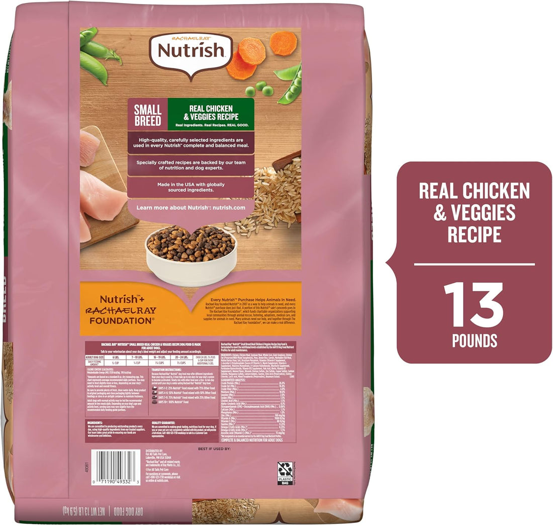 Nutrish Small Breed Dry Dog Food with Chicken, 13 lb. Bag
