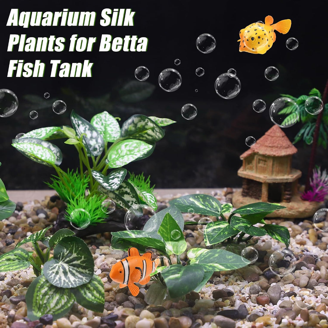 Silk Aquarium Plastic Plants Fish Tank Decor Driftwood for Fish Green
