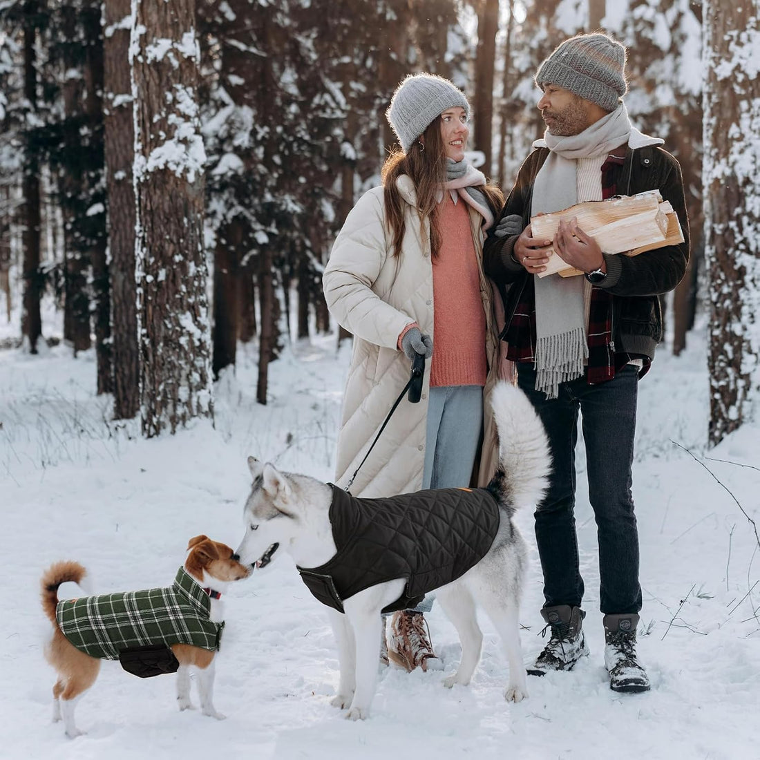 Kuoser Waterproof Dog Coat, Warm Reversible Dog Jacket with Leash Hole