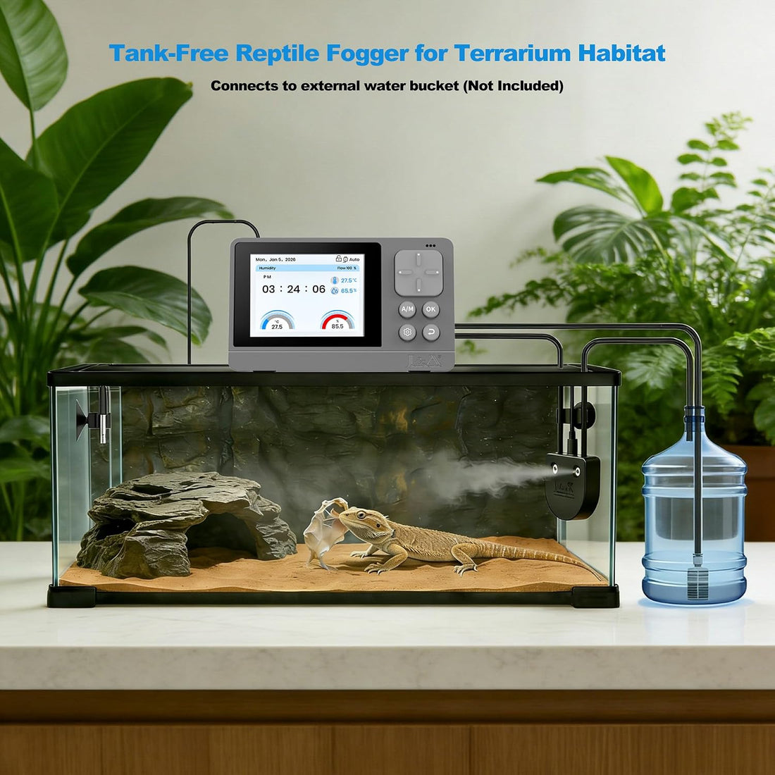 Reptile Fogger, Terrarium Humidifier with Humidity Sensor for Reptile
