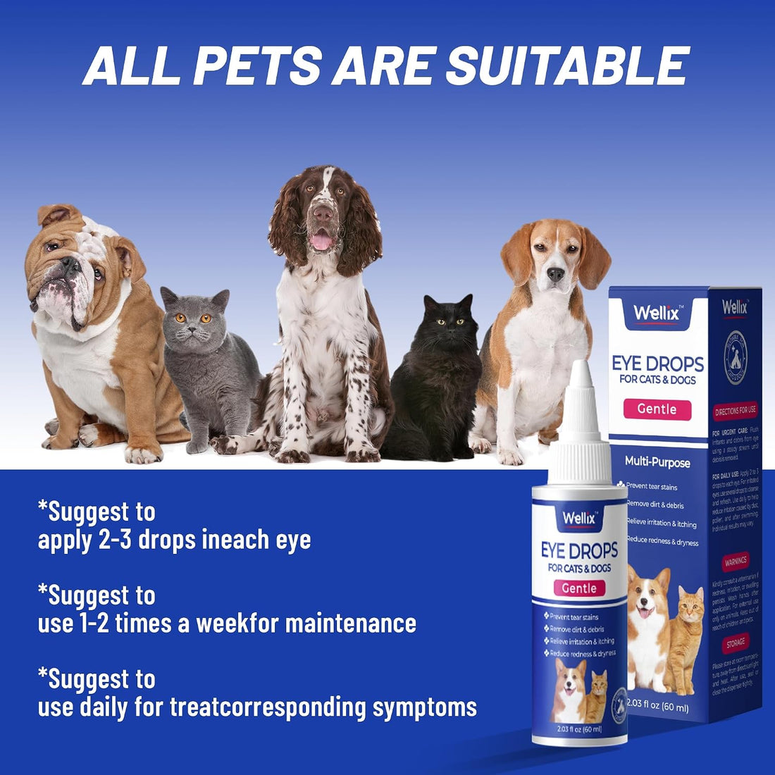 Wellix PET Dog Eye Drops, Eye Drops for Dogs&Cats