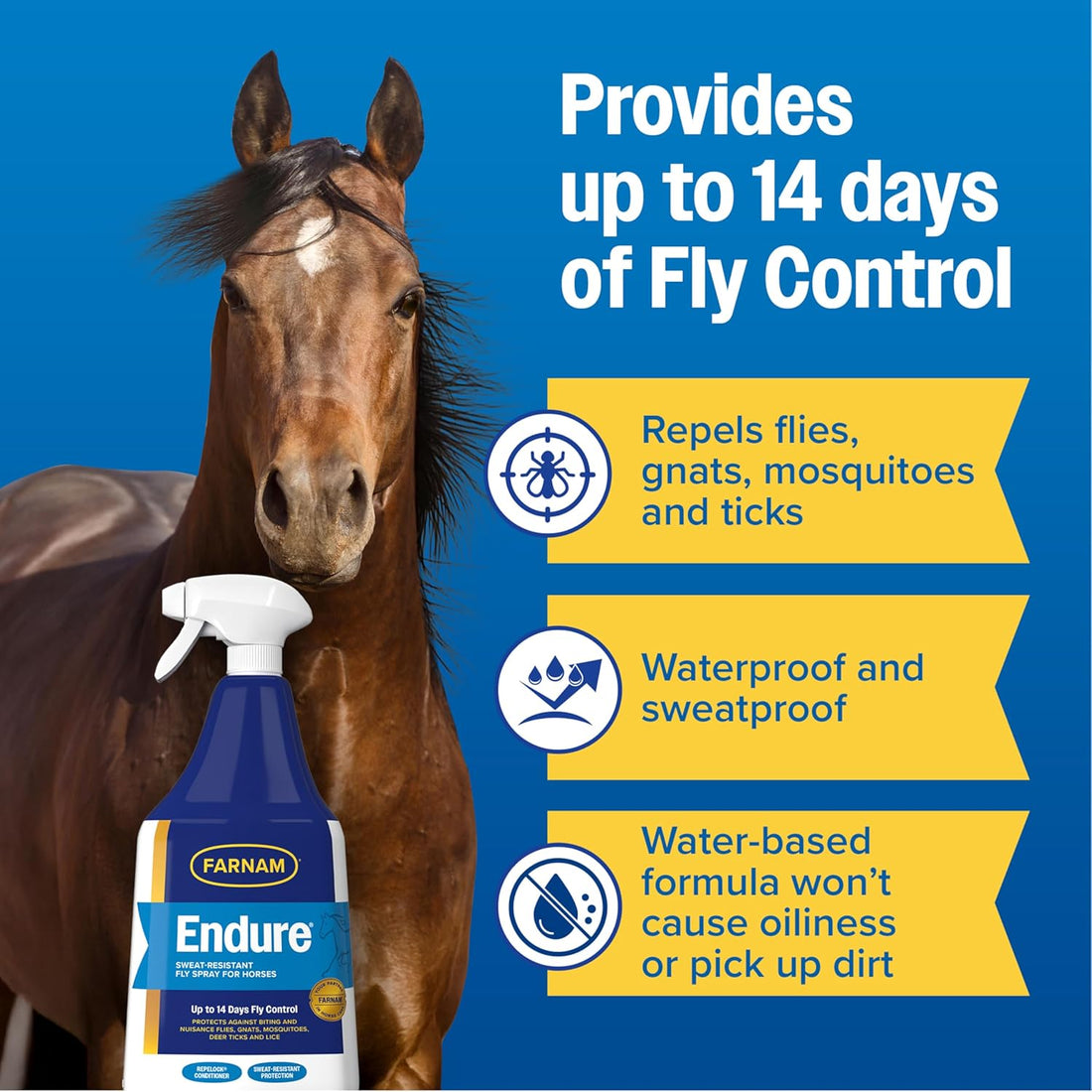Farnam Endure Fly Spray for Horses, Long-Lasting Fly Repellent